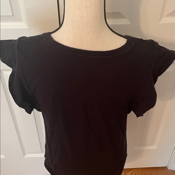 Ecothreads Black Ruffle Sleeve Organic Cotton Size Medium Women's Top EUC Soft - Picture 4 of 7